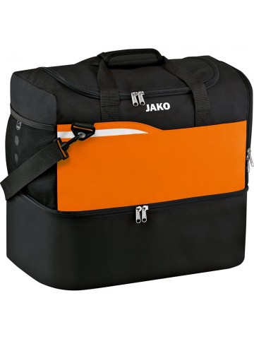 Sporttas Competition 2.0 met schoenvak zwart-fluo oranje